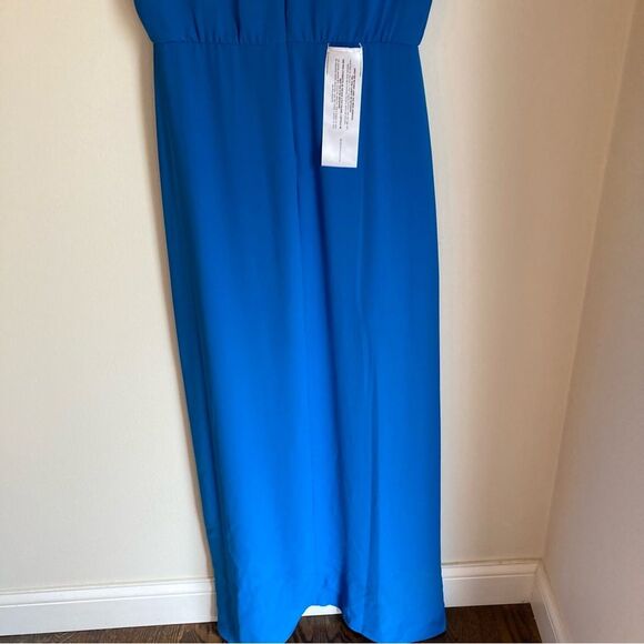 BCBGMaxAzria Maxi Dress Women 10 French Blue Asymmetric Neck Sleeveless NWT!! - Picture 13 of 16